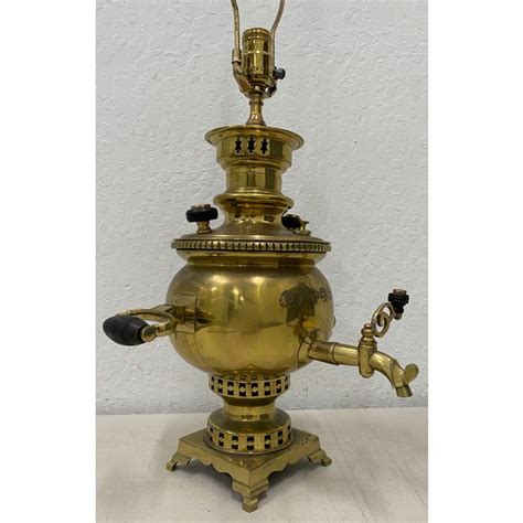 19th Century Russian Brass Samovar Table Lamp Chairish
