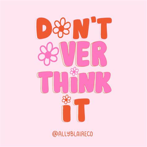 Dont Overthink It Preppy Wall Collage Positivity Quote Prints