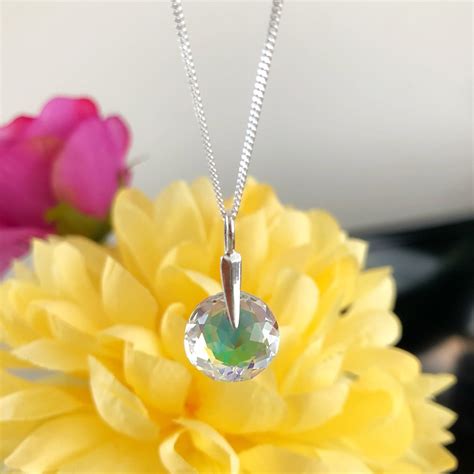 Swarovski Crystal Ab Necklace Sterling Silver Aurora Borealis Etsy