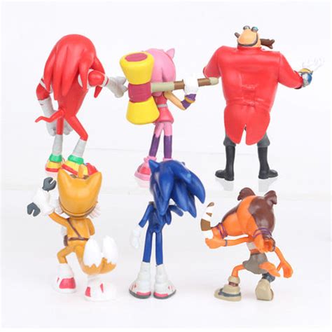 Kit 6 Miniatura Super Sonic Boom Tails Robotinik Knuckles Amy Nas