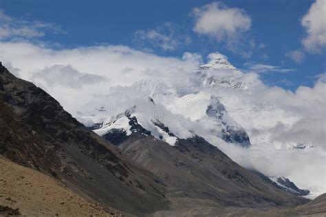 Mt Everest North Face At Tibet Stock Image Image Of Himalayas