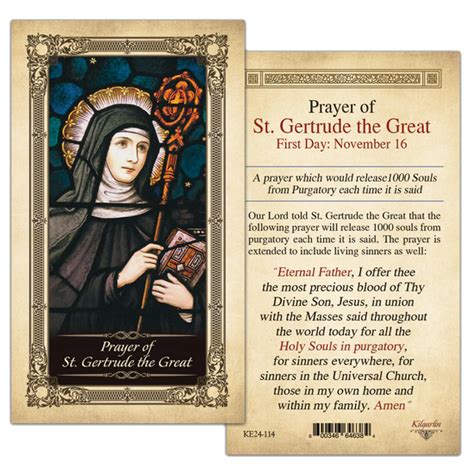 Prayer Of St Gertrude The Great Kilgarlin Laminated Prayer Card