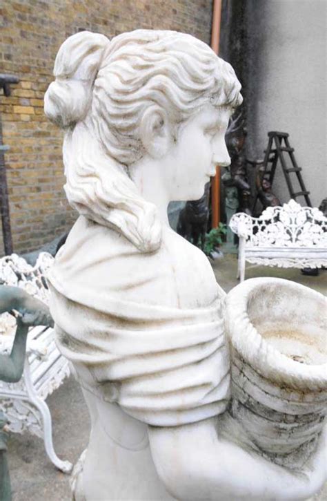 Hand Carved Italian Marble Maiden Female Statue