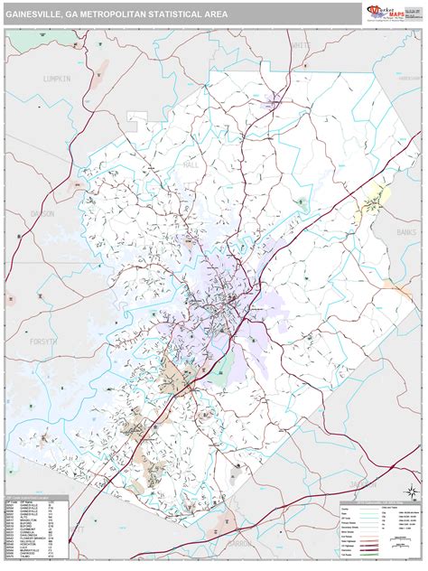 Gainesville Ga Metro Area Wall Map Premium Style By Marketmaps