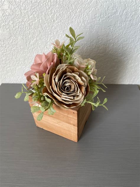 Wooden Flower Centerpiece Wood Flowers Arrangement Bouquet Etsy