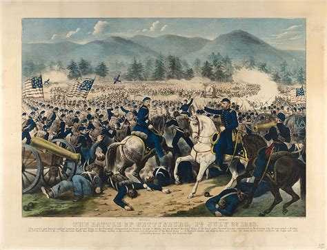 The Battle Of Gettysburg Pa July 3rd 1863 Drawing By Currier And Ives