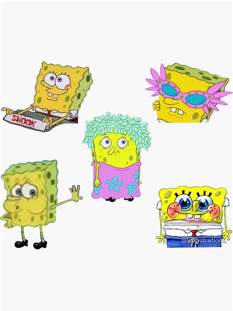 Spongebob Meme Set 1 Sticker For Sale By Bsillustrations Redbubble