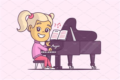 Girl Playing Piano Masterbundles