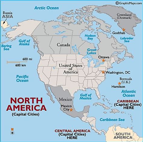 North America Countries And Capitals Capitals Of North America North
