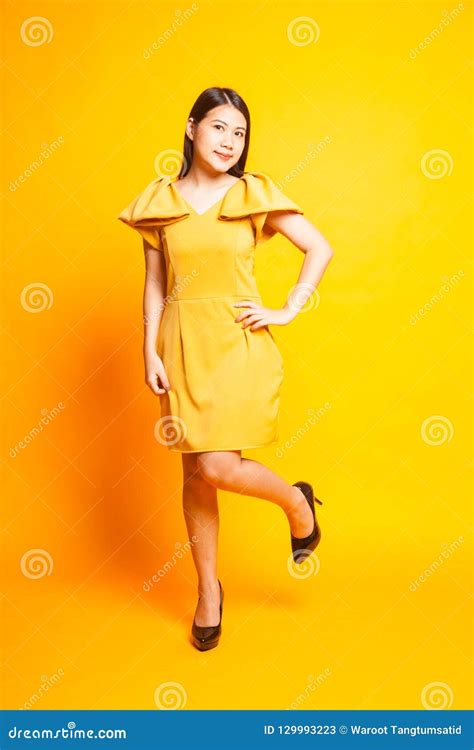 Beautiful Young Asian Woman In Yellow Dress Stock Image Image Of