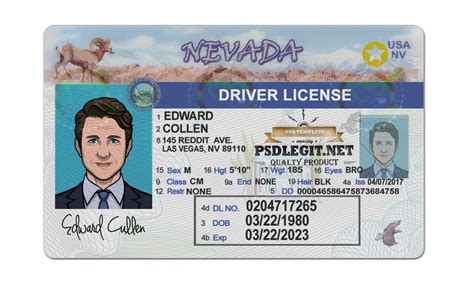 Nevada Driver License Psd Template Psdlegit