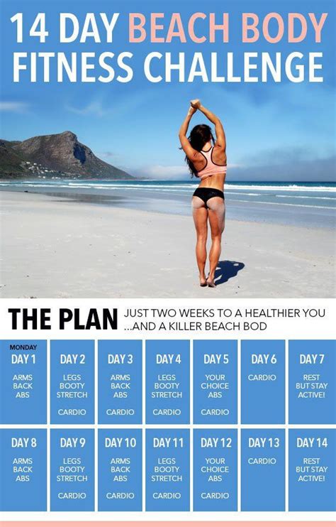 The 14 Day Beach Body Fitness Challenge Society19 Bikini Body Workout Workout Challenge