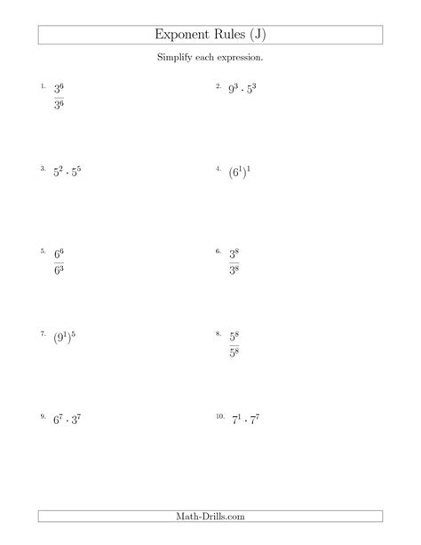 Laws Of Exponent Worksheet With Answers