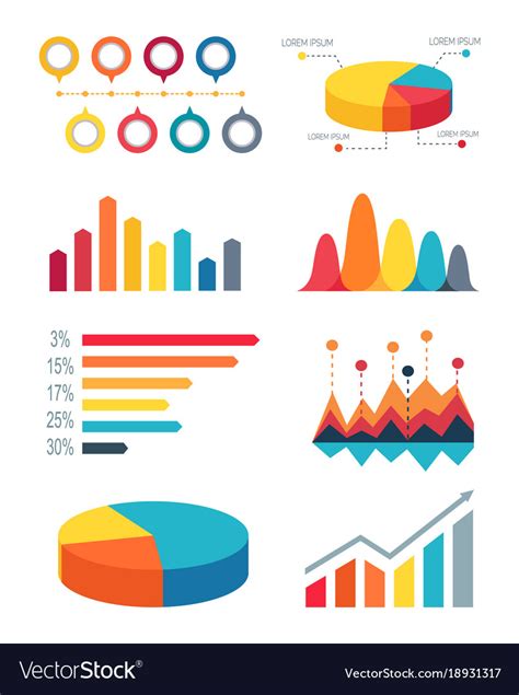 Set Of Pie Charts And Bar Graphs For Infographic Vector Image A