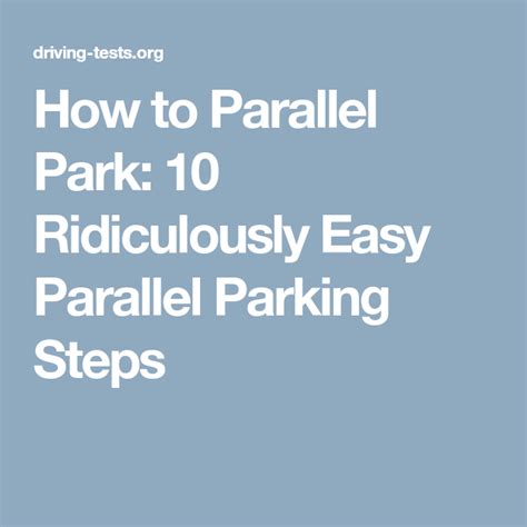 Why is parallel parking such a hard skill to master? How to Parallel Park: 10 Ridiculously Easy Parallel Parking Steps | Parallel parking, Parallel, Park