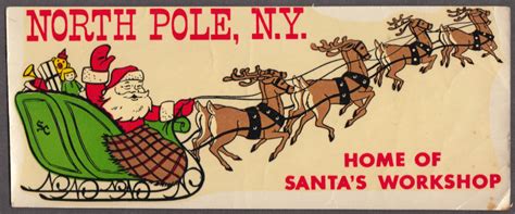 north pole new york home of santa s workshop car window decal 1950s