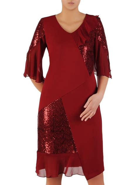 Czerwona Sukienka Na Wieczór Panieński - Czerwona sukienka z cekinowymi wstawkami, oryginalna kreacja na wieczór