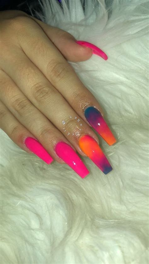 Trendy Rainbow Nails Design Ideas Long Acrylic Nail Sohotamess