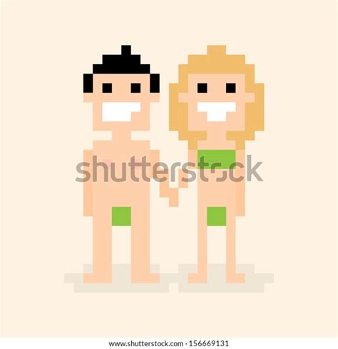 Pixel Art Nude Man Woman Holding Stock Vector Royalty Free My XXX Hot