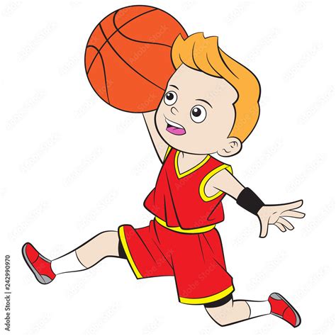 Cartoon Boy Playing Basketball Flatcolor Stock Illustration Adobe Stock