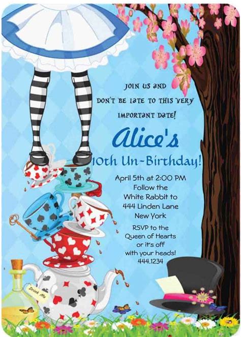 Alice In Wonderland Party Invitation Alice In Wonderland Invitations