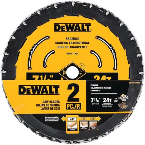 Dewalt 7 14 In 24 Tooth Circular Saw Blades 2 Pack Dwa1714242 The