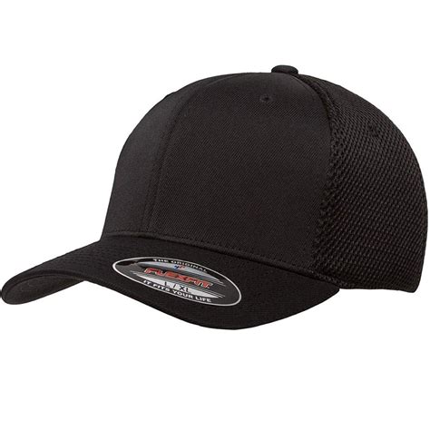 L2k Mens Plain Baseball Cap Fitted Air Mesh Flex Fit Curved Visor Hat