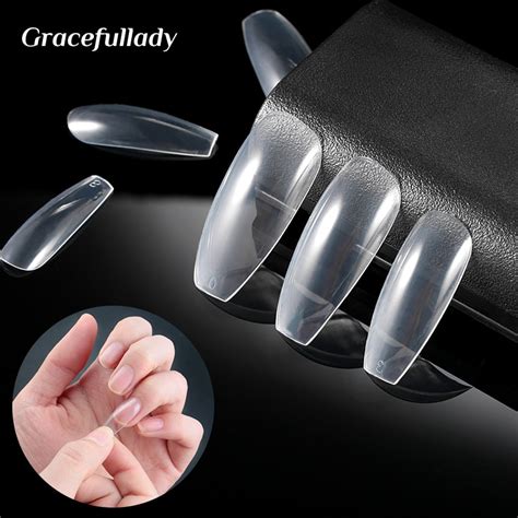 600 Pcs Acrylic Clear French Artificial False Nails Display Tips Guide Capsule Stiletto Full