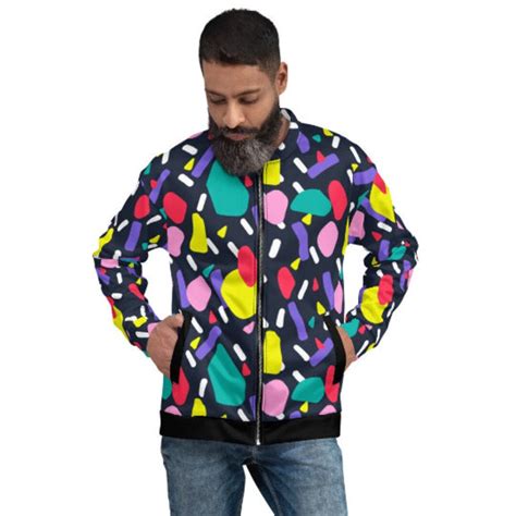 90s Hip Hop Fashion Colorful Bomber Jacket Festival Jacket Etsy