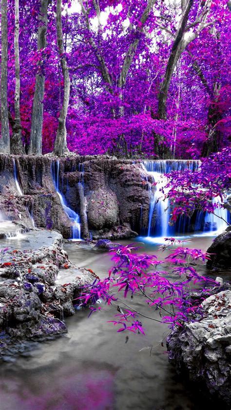 Purple Waterfall Beautiful Nature