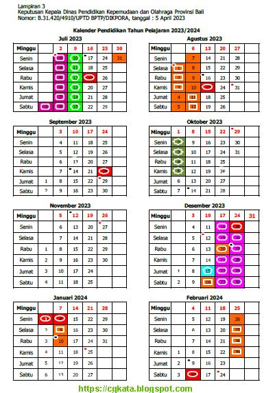 Kalender Pendidikan Provinsi Bali Tahun Pelajaran 20232024 Cgkata