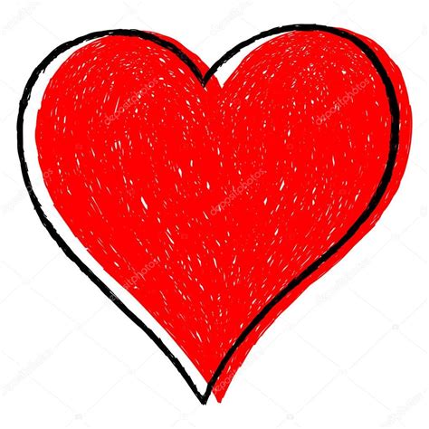 Imágenes Corazon Dibuj Corazón Rojo Sketch Dibujo Con Contorno Negro