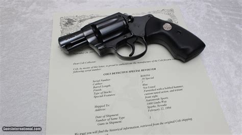 1993 Colt Custom Shop Detective Special With Factory Bobbed Hammer