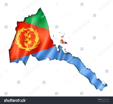 Eritrea Flag Map Three Dimensional Render Isolated On White Stock