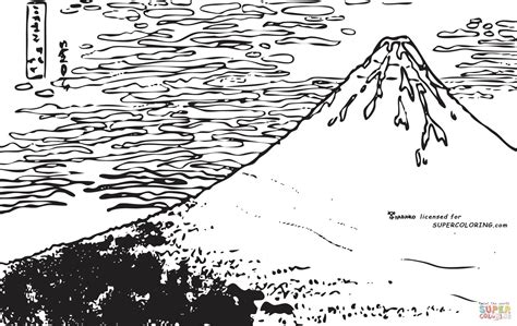 Red Fuji By Hokusai Coloring Page Free Printable Coloring Pages