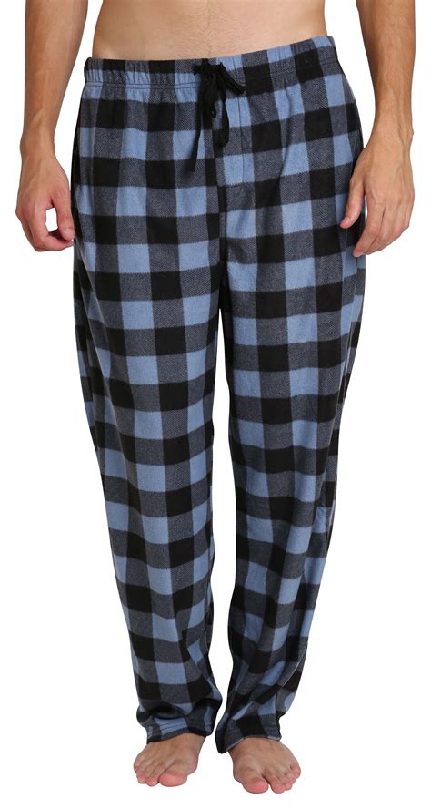 SLEEPHERO Adult Mens Fleece Pajama Jammies Pants Black And Blue Check