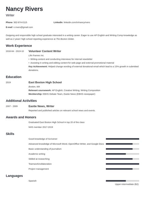 High School Graduate Resume Template And 20 Examples