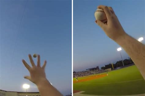 Fan Makes Barehanded Baseball Line Drive Catch While Wearing A Gopro