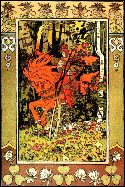 Art Nouveau Print Ivan J Bilibin The Red Rider Illustration To The