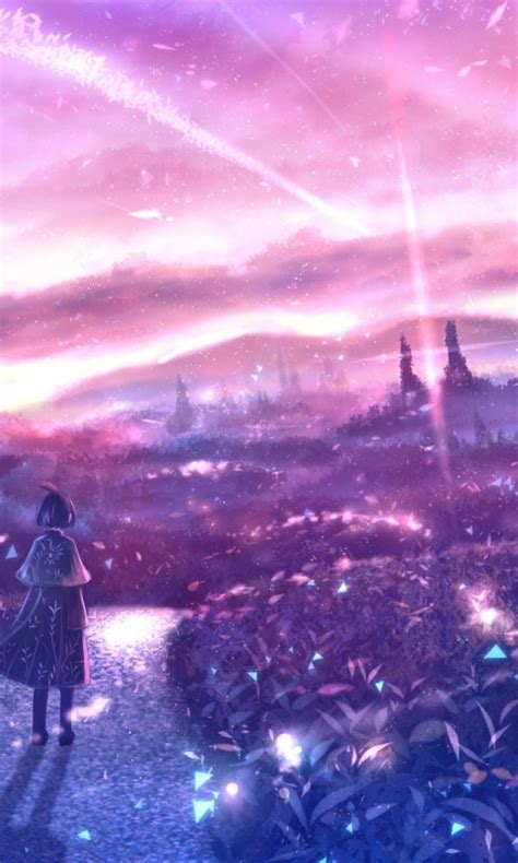 Wallpaper Anime Girl Particles Scenery Sky Polychromatic Anime