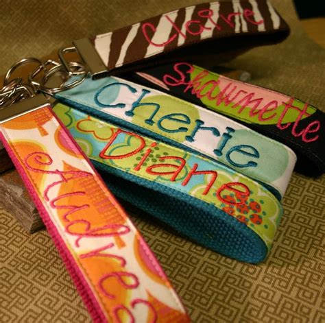 Monogrammed Personalized Embroidered Keychain By Mygirlygirlthings