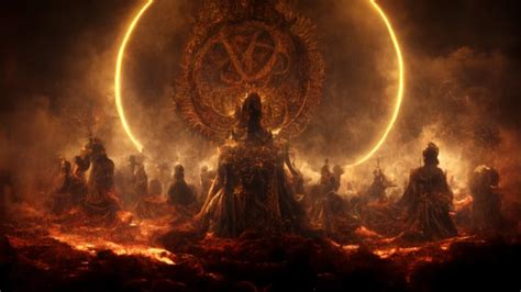 God Sits Upon A Golden Throne War Between 666 Midjourney Openart