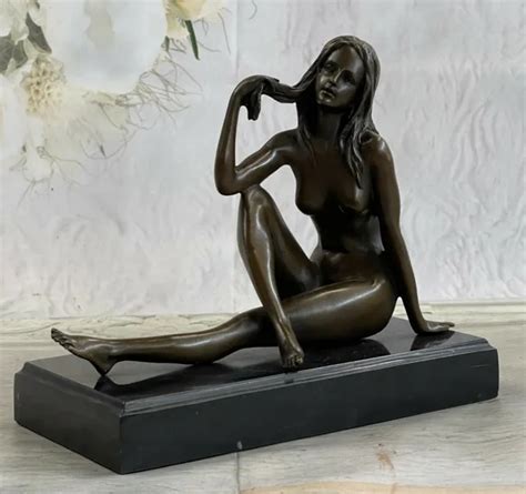 ART DECO SCULPTURE Sexy Naked Woman Erotic Nude Girl Bronze Statue Figurine Sale EUR