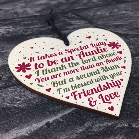 Handmade Thank You Auntie Birthday Christmas Gifts Heart Plaque