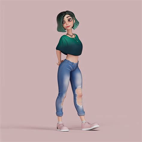 Stylized Female Character D Model Rigged Cgtrader