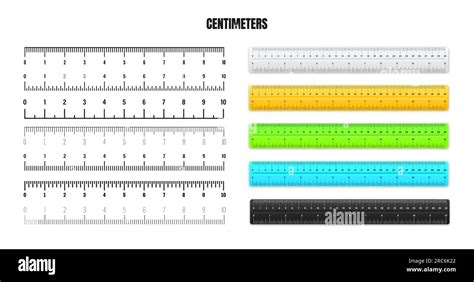 Realistic Metal Rulers With Black Centimeter Scale For Measuring Length