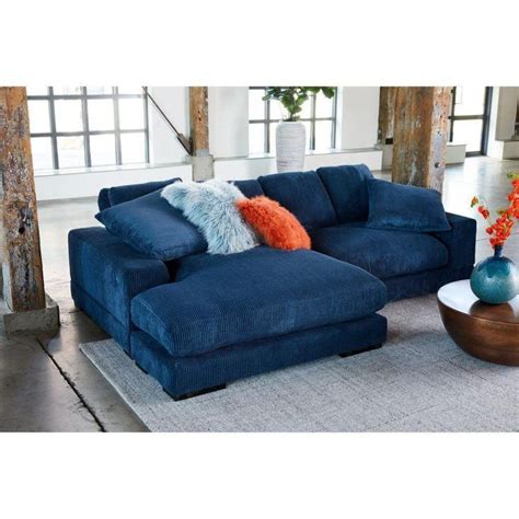 Plunge Blue Navy Corduroy Reversible Sectional With Chaise