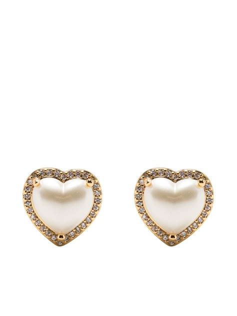 Kate Spade Pearl Embellished Heart Stud Earrings Farfetch