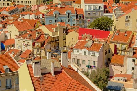 Telhados Telhados De Casas Tradicionais Na Cidade De Lisboa Portugal