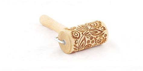 Rolling Pin Embossed With Folk Floral Pattern For Baking Etsy